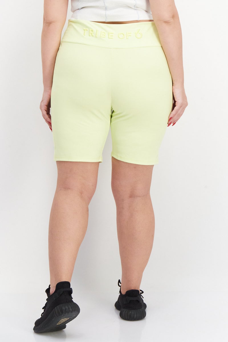 TRIBE OF 6 Women Sportswear Fit Cycling Shorts, Lime - Image 3